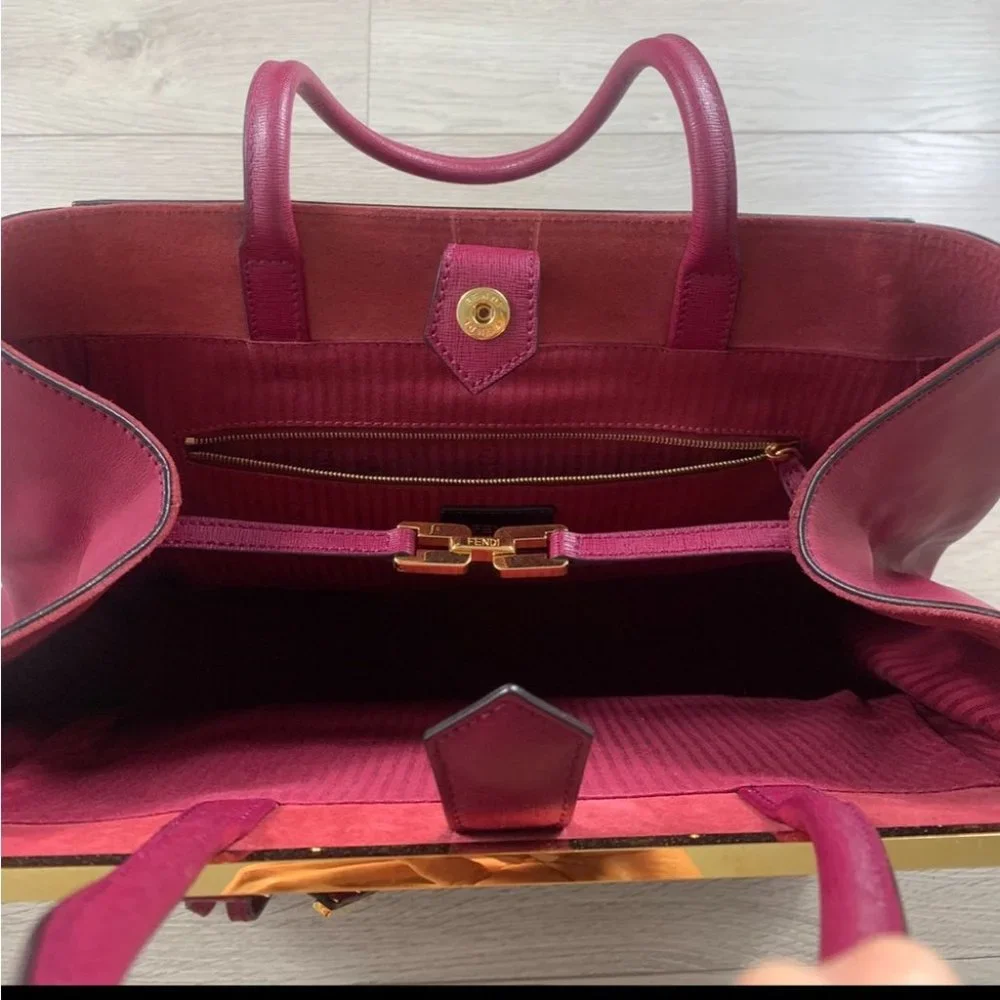 Fendi Medium 2Jours Fuchsia Pink Leather Satchel Tote - Picture 7 of 16